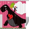 Travel-Themed Shower Curtain With Dinosaur Print