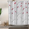 Tree Bird Shower Curtain Abstract Birch Tree Forest - Waterproof Bathroom Decor with Nature and Bird Theme