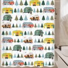 Tree Caravan Small Shower Curtain - Waterproof Bathroom Decor for RV Camper with Trees and Travel Theme
