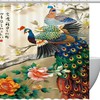 Tree Flower Peacock Painting Fabric Shower Curtain for Bathroom Decor