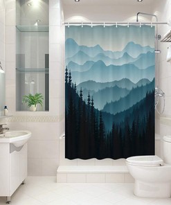 Tree Forests Small Shower Curtain - Waterproof Bathroom Decor for RV Camper with Nature and Forest Theme