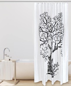 Tree Form Hearts Shower Curtain - Waterproof Bathroom Decor with Romantic and Natural Theme