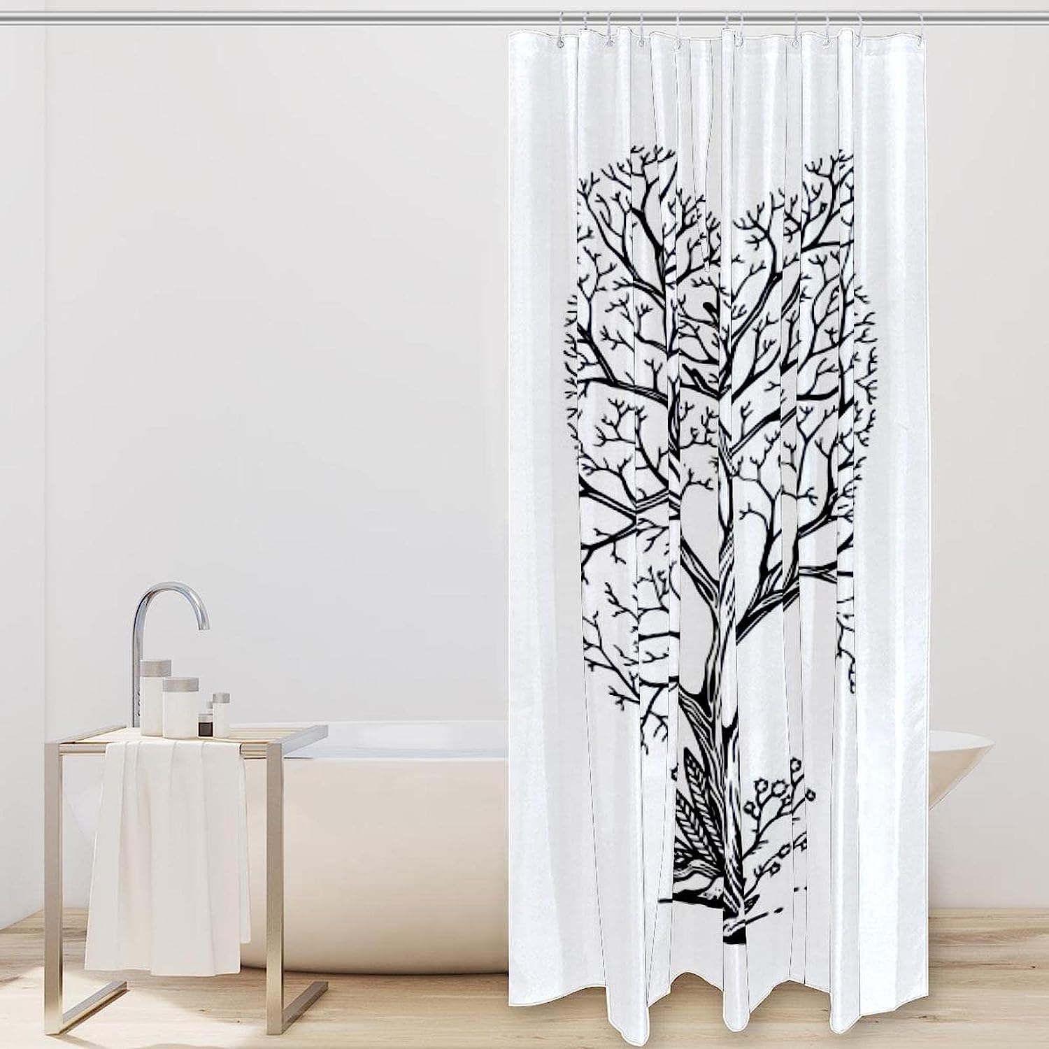Tree Form Hearts Shower Curtain - Waterproof Bathroom Decor with Romantic and Natural Theme