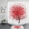 Tree of Life Vintage Bathroom Shower Curtain with Valentine's Day Love Hearts