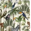 Trees Animals Print Shower CurtainSafari Jungle Bathroom Decor for Women & Kids