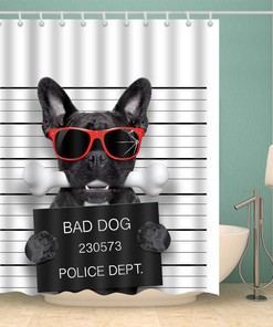 Trendy 3D Pet Dog Puppy Sunglasses Animal Print Bathroom Shower Curtain