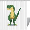 Trendy And Cute Dinosaur Print Shower Curtain For A Playful And Adorable Kids Bathroom