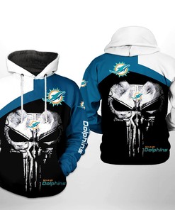 Trendy And Unisex Miami Dolphins Skull Punisher 3D Printed Hoodie