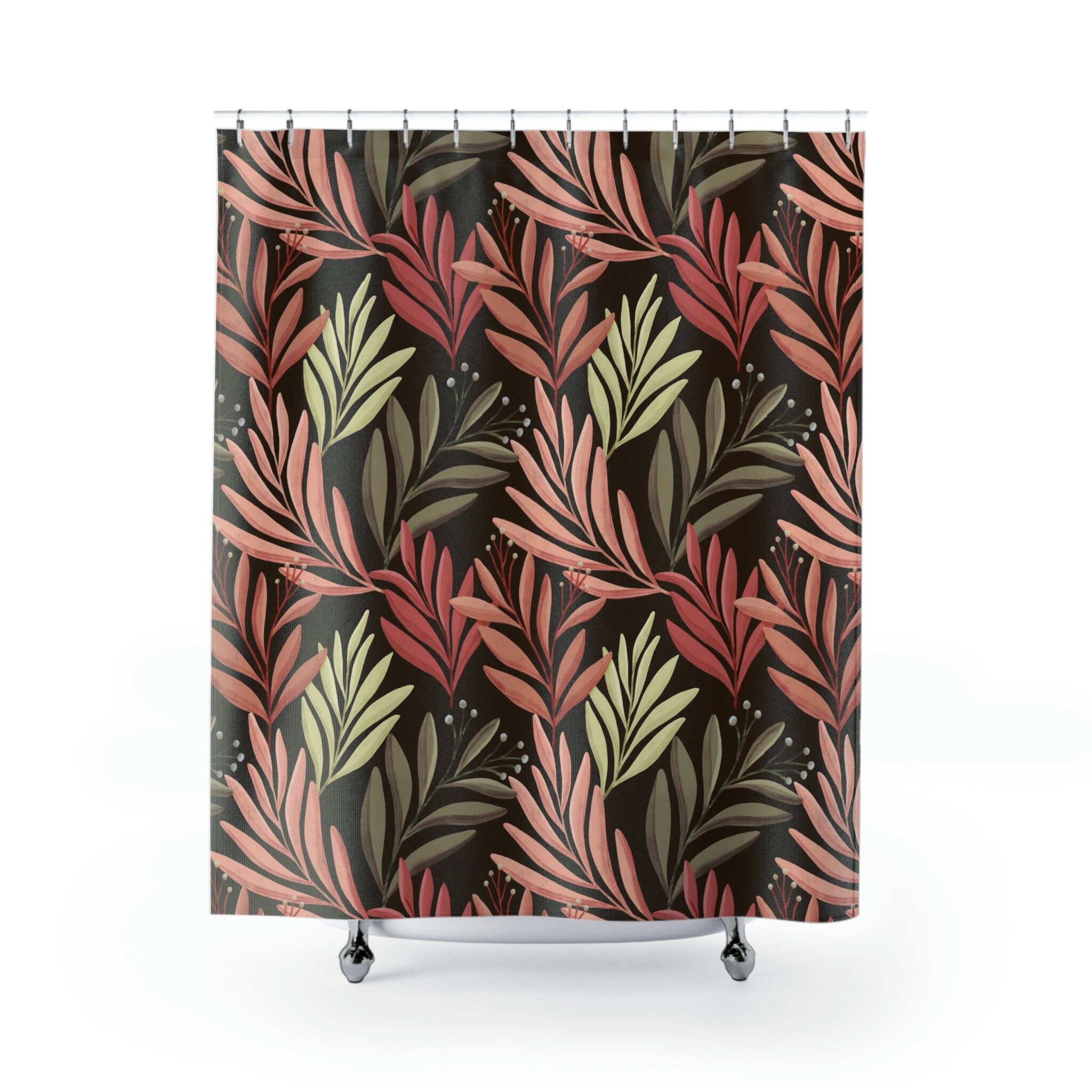 Trendy Boho Botanical Shower Curtain for Chic Bathroom Decor