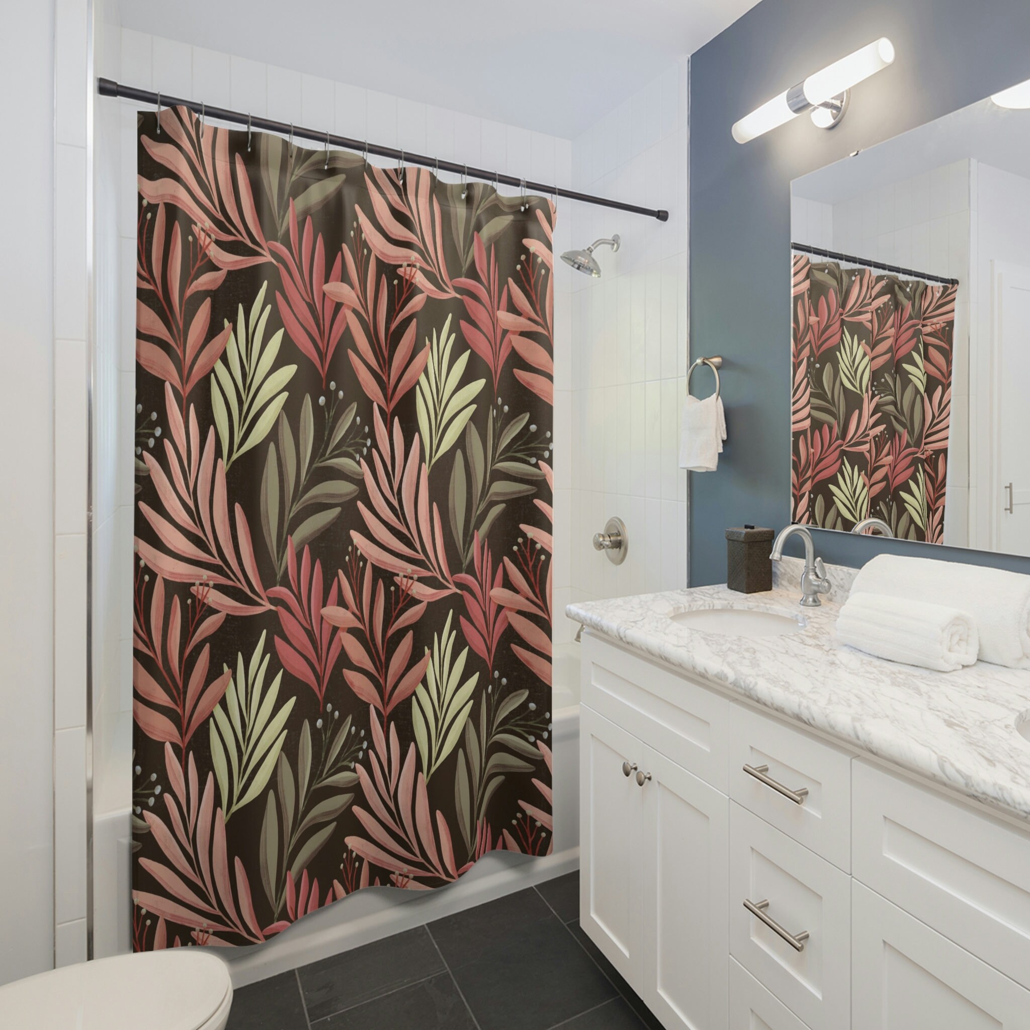 Trendy Boho Botanical Shower Curtain for Chic Bathroom Decor