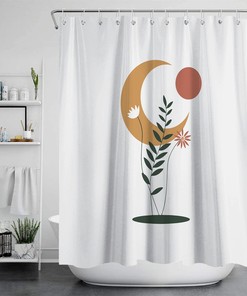 Trendy Boho Plant Print Waterproof Shower Curtain For Chic Bathroom