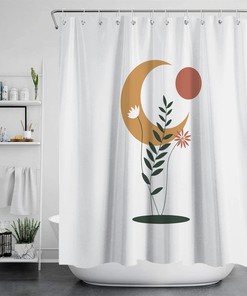 Trendy Boho Plant Print Waterproof Shower Curtain For Chic Bathroom