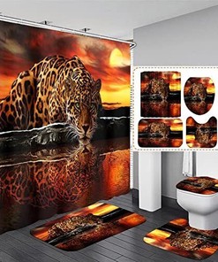Trendy Cheetah Shower Curtain, With Bath Leopard Design For Home Bathroom