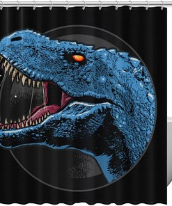 Trendy Dinosaur Head Print Shower Curtain With Vintage And Unique Design For A Quirky Bathroom Decor