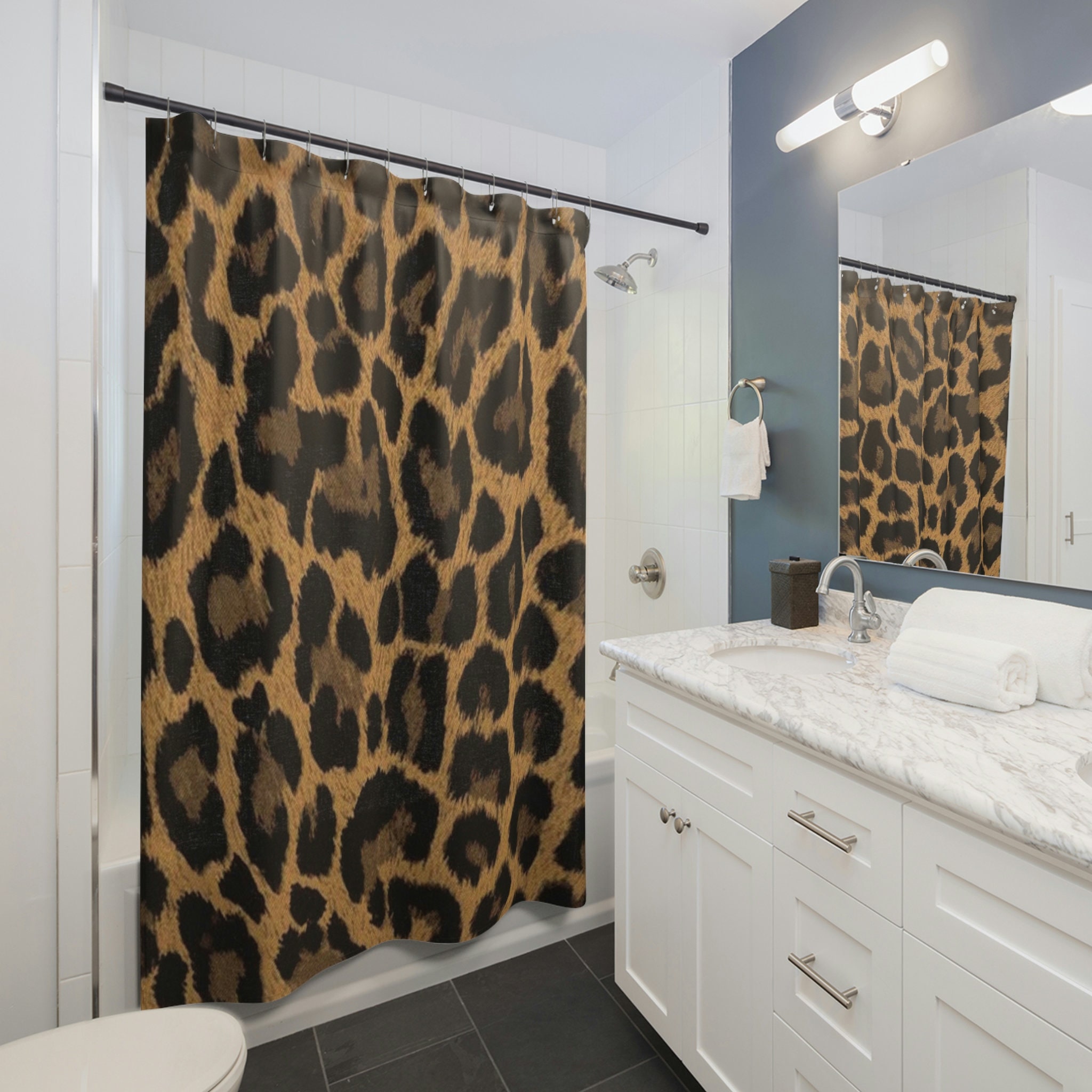Trendy & Eye-catching Leopard Print Bathroom Shower Curtain