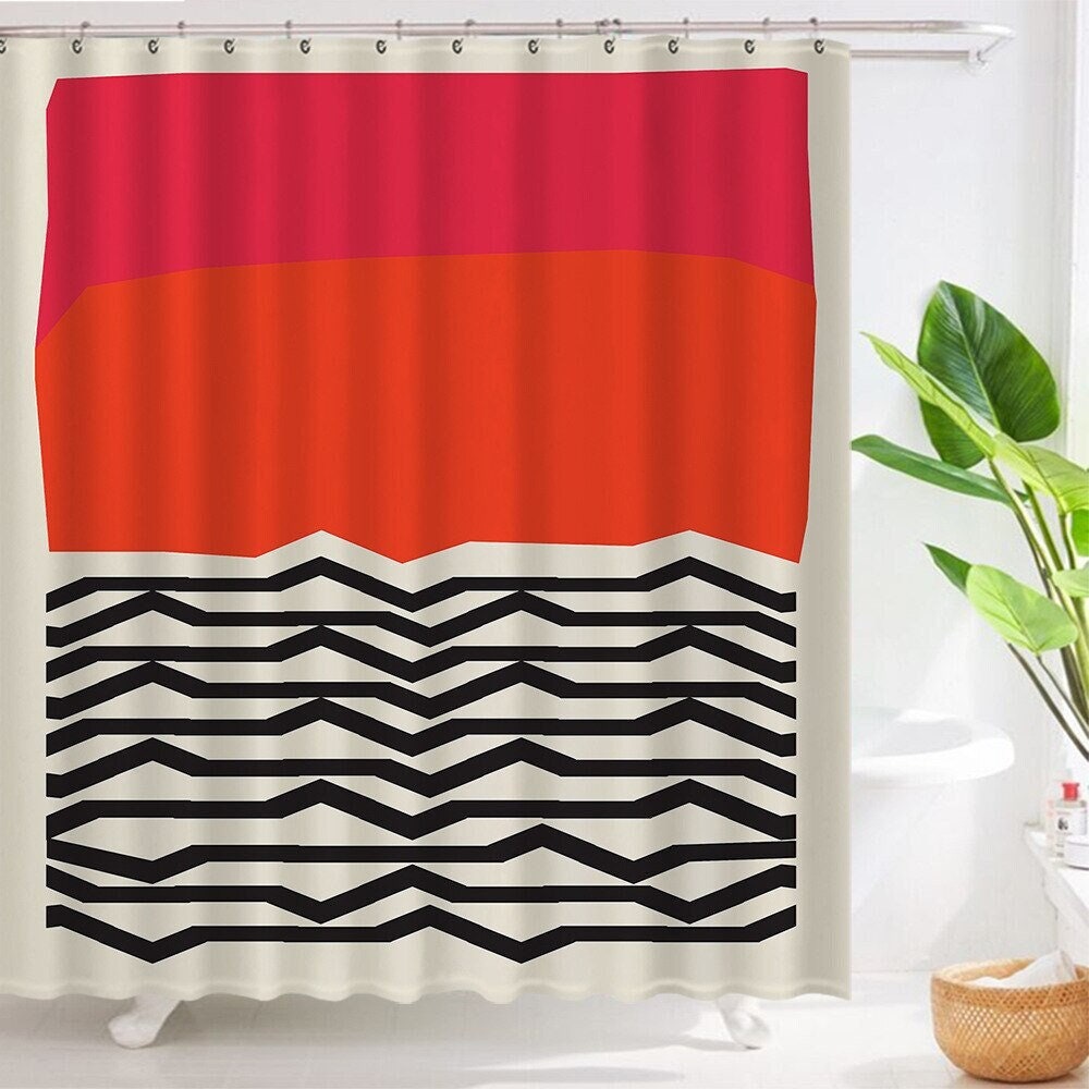 Trendy Geometric Shower Curtain for a modern and abstract bathroom