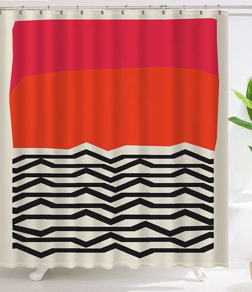 Trendy Geometric Shower Curtain for a modern and abstract bathroom