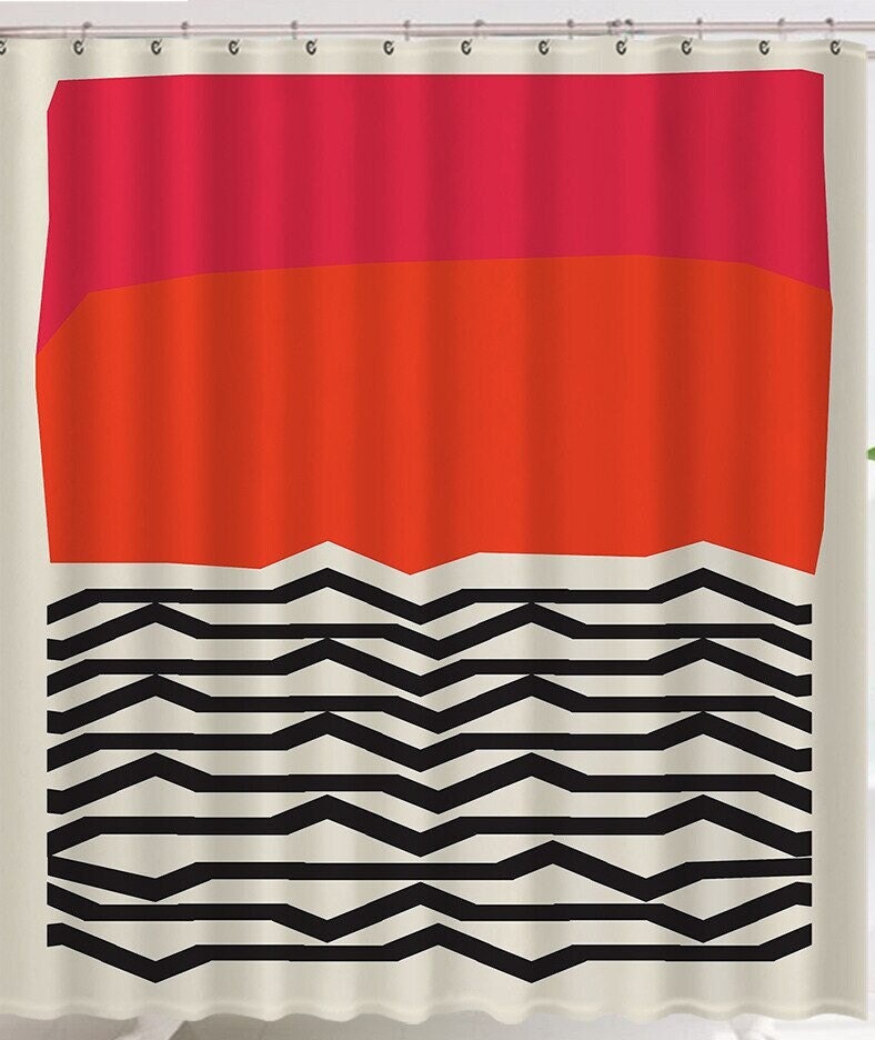 Trendy Geometric Shower Curtain for a modern and abstract bathroom