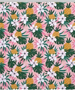 Trendy Hawaiian Pineapples Shower Curtain For Modern Bathroom