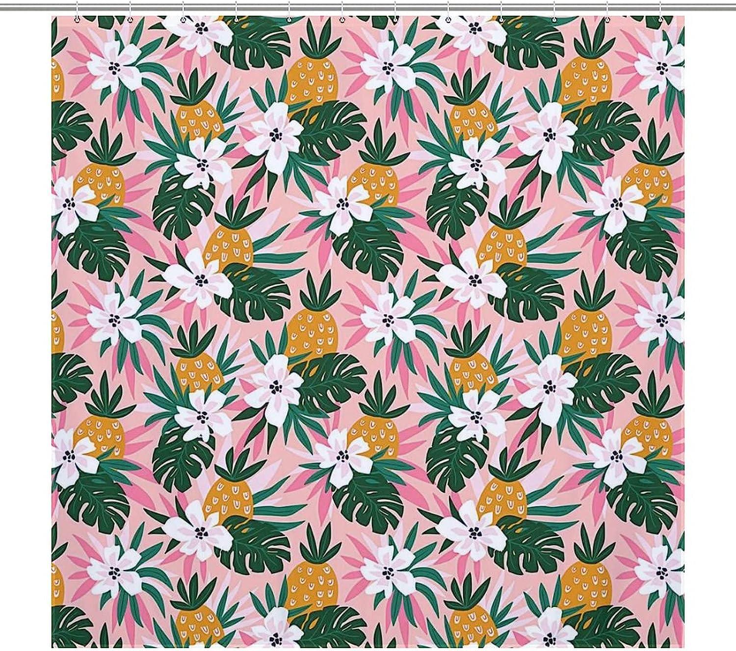 Trendy Hawaiian Pineapples Shower Curtain For Modern Bathroom