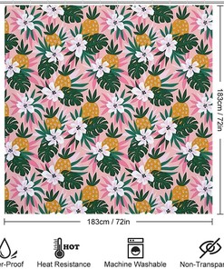 Trendy Hawaiian Pineapples Shower Curtain For Modern Bathroom