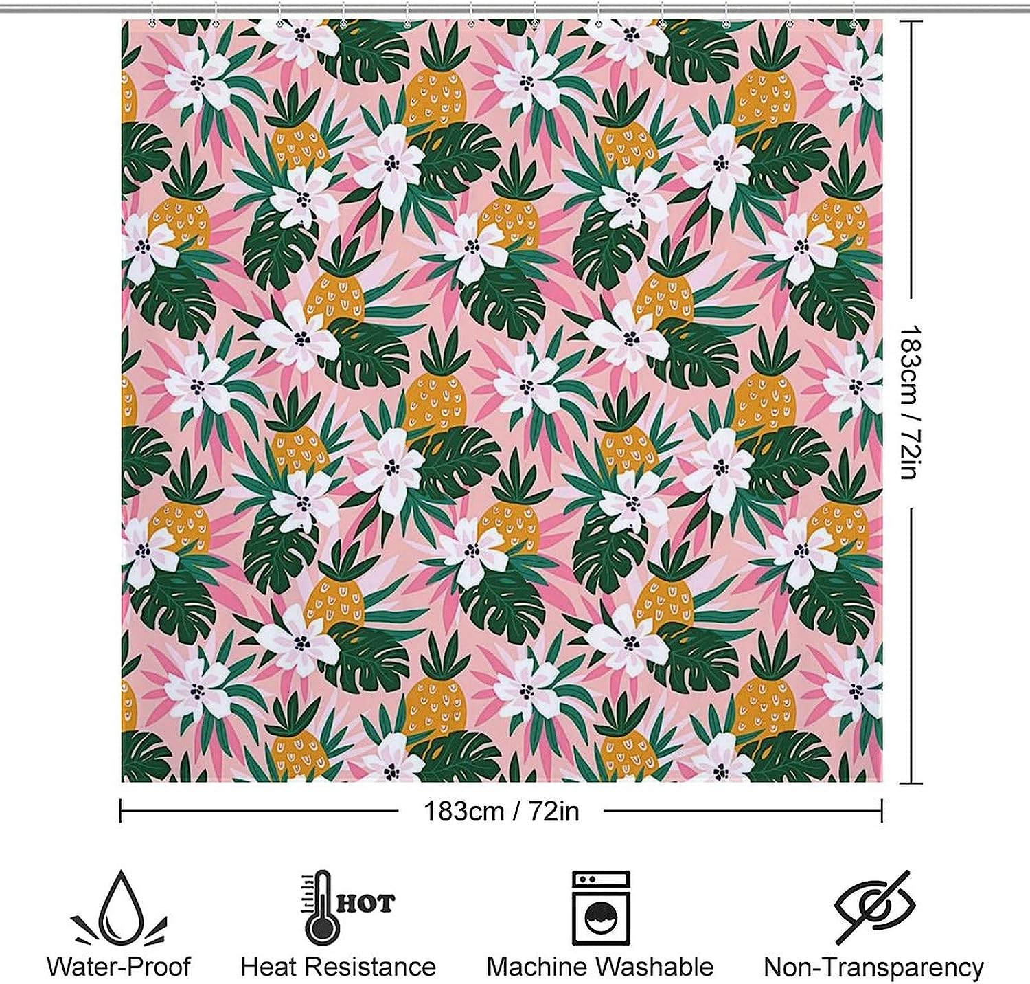 Trendy Hawaiian Pineapples Shower Curtain For Modern Bathroom