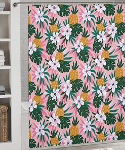 Trendy Hawaiian Pineapples Shower Curtain For Modern Bathroom