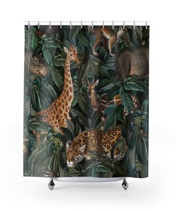 Trendy Jungle Giraffe Print Shower Curtain for Exotic Bathroom Decor 
