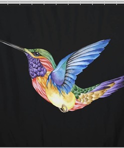 Trendy Modern Hummingbird Tattoo Shower Curtain For Bathroom Decor