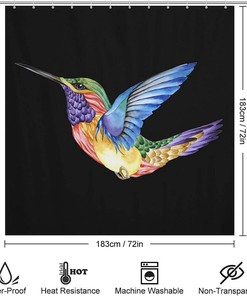 Trendy Modern Hummingbird Tattoo Shower Curtain For Bathroom Decor
