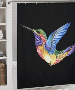 Trendy Modern Hummingbird Tattoo Shower Curtain For Bathroom Decor