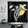 Trendy Modern Shower Curtain For Bathroom Decor With Skateboard Astronaut And Starry Sky Moon Print 