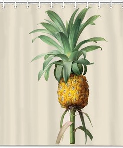 Trendy Natural Pineapple Fruit Pattern Shower Curtain for Bathroom Decor