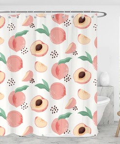 Trendy Peach Fruits Bathroom Shower Curtain Waterproof