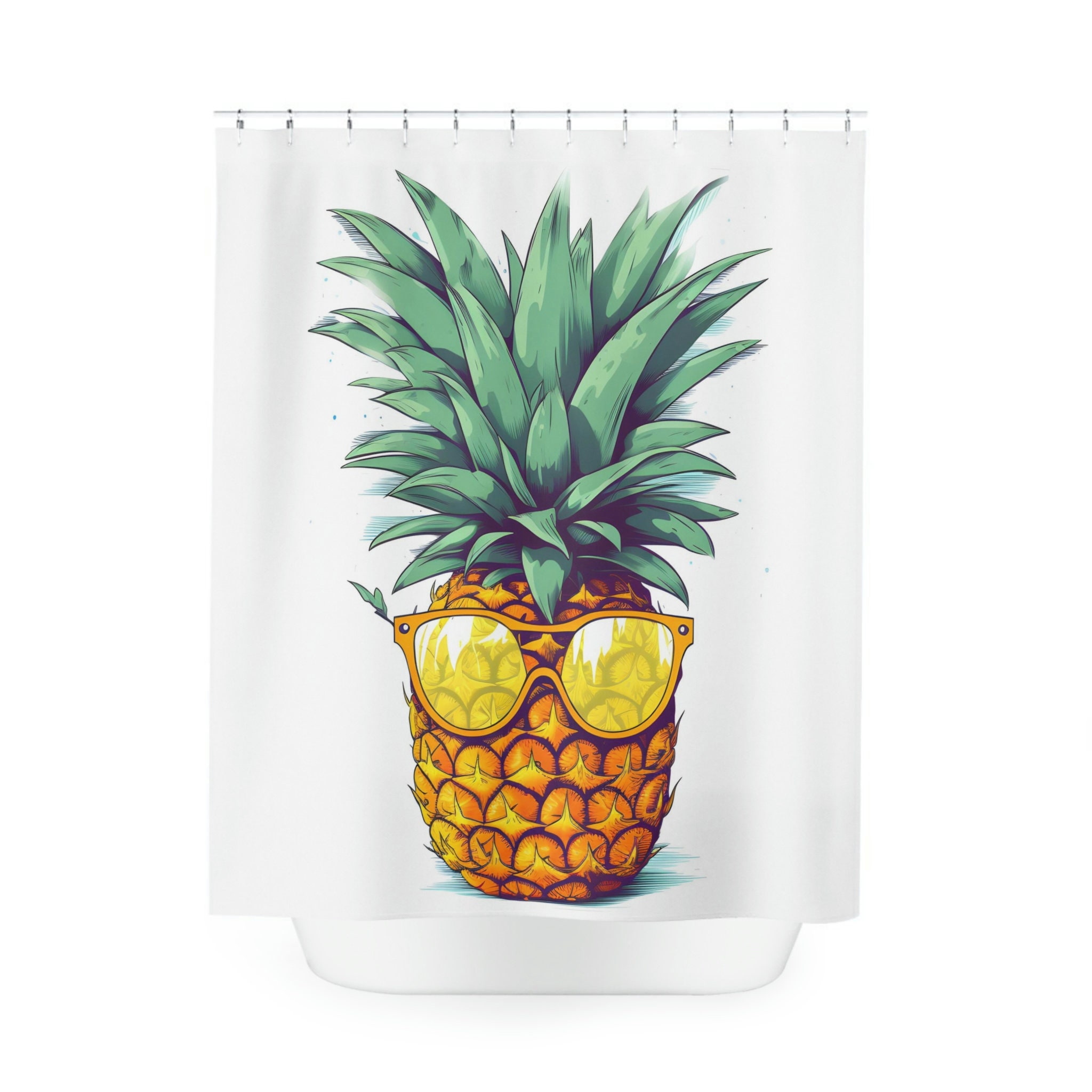 Trendy Pineapple with Sunglasses Shower Curtain