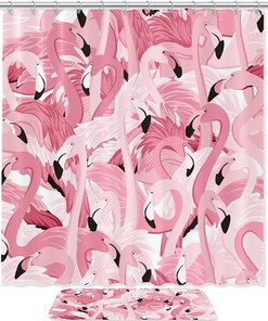Trendy Pink Flamingo Pattern Shower Curtain for Timeless Bathroom Decor