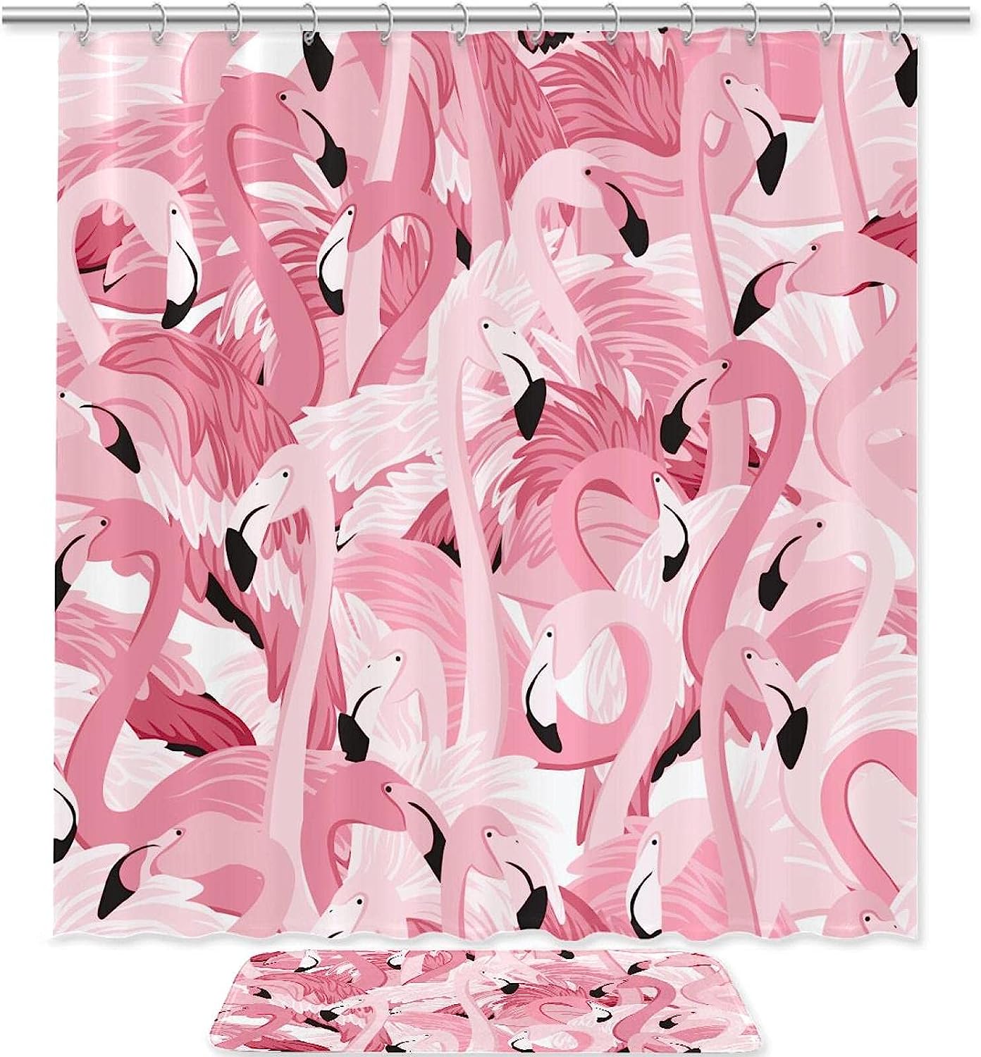 Trendy Pink Flamingo Pattern Shower Curtain for Timeless Bathroom Decor