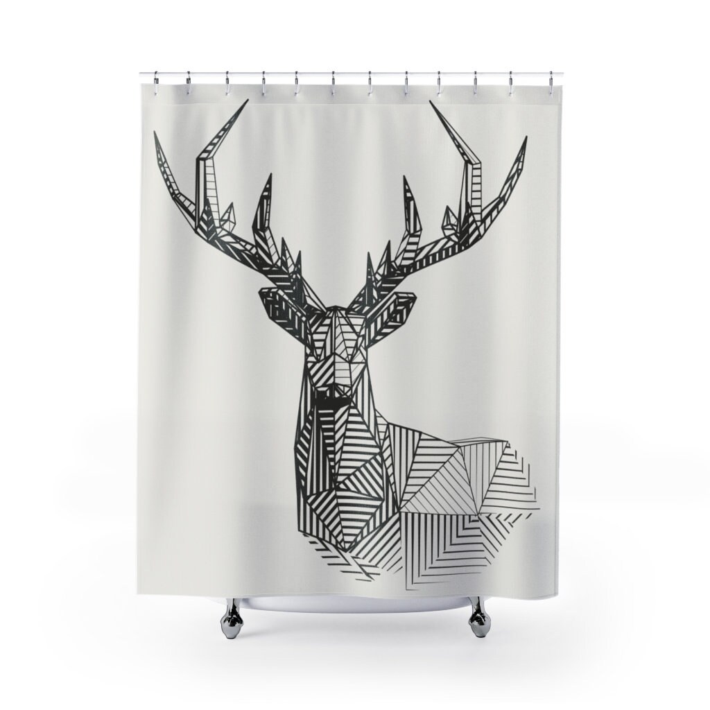 Trendy Rustic Shower Curtain With Deer And Reindeer Print For Fashion-Forward Bathrooms
