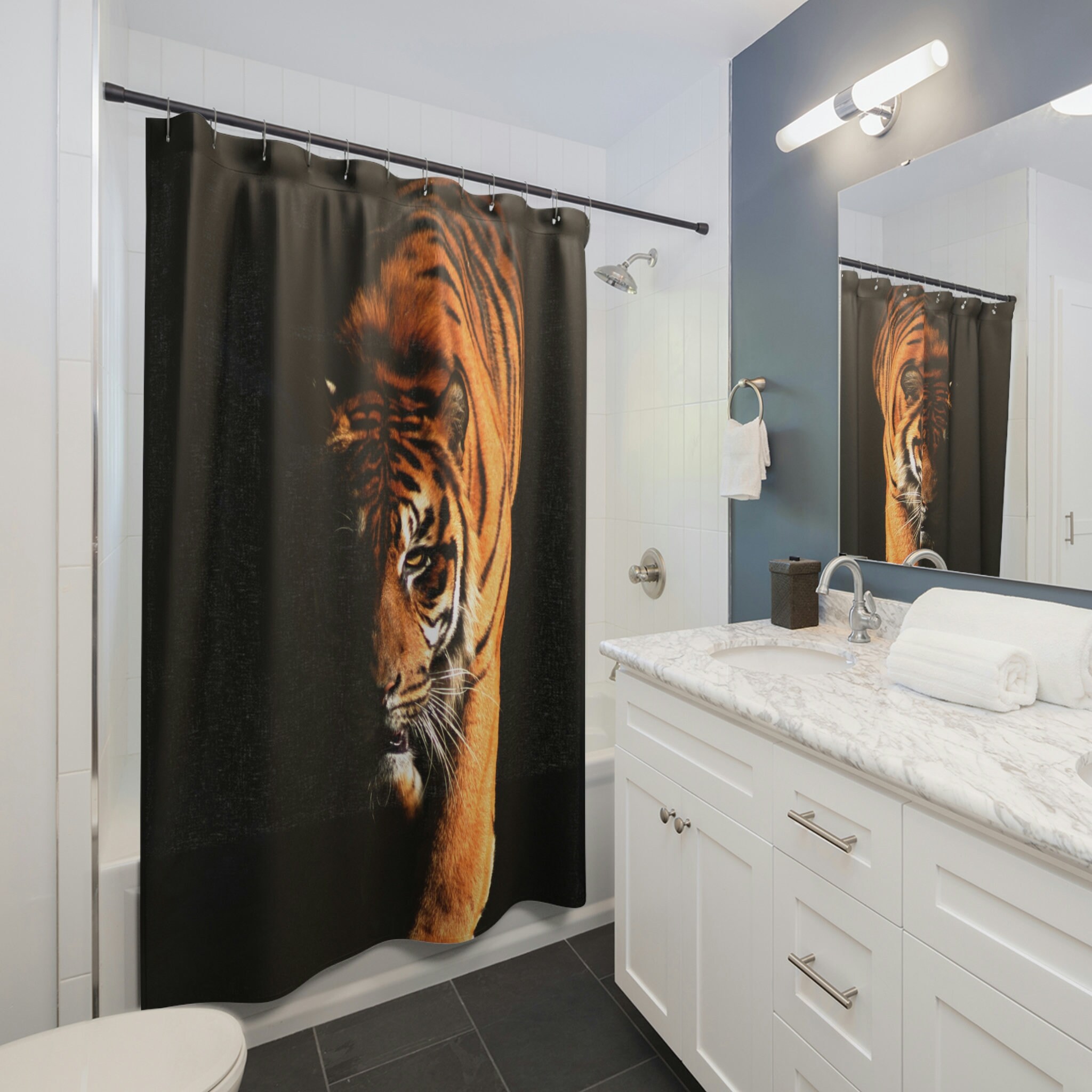 Trendy Tiger Art Shower Curtain for Stylish Bathroom Decor