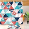 Triangle Tropical Leaves And Flamingo Geometric Pattern Shower Curtain