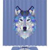 Triangle Wolf Head Print Waterproof Colorful Shower Curtain For Statement-Making Bathroom Decorr