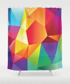 Triangles Abstract Shower Curtain with Mosaic Pattern and Polygon Print