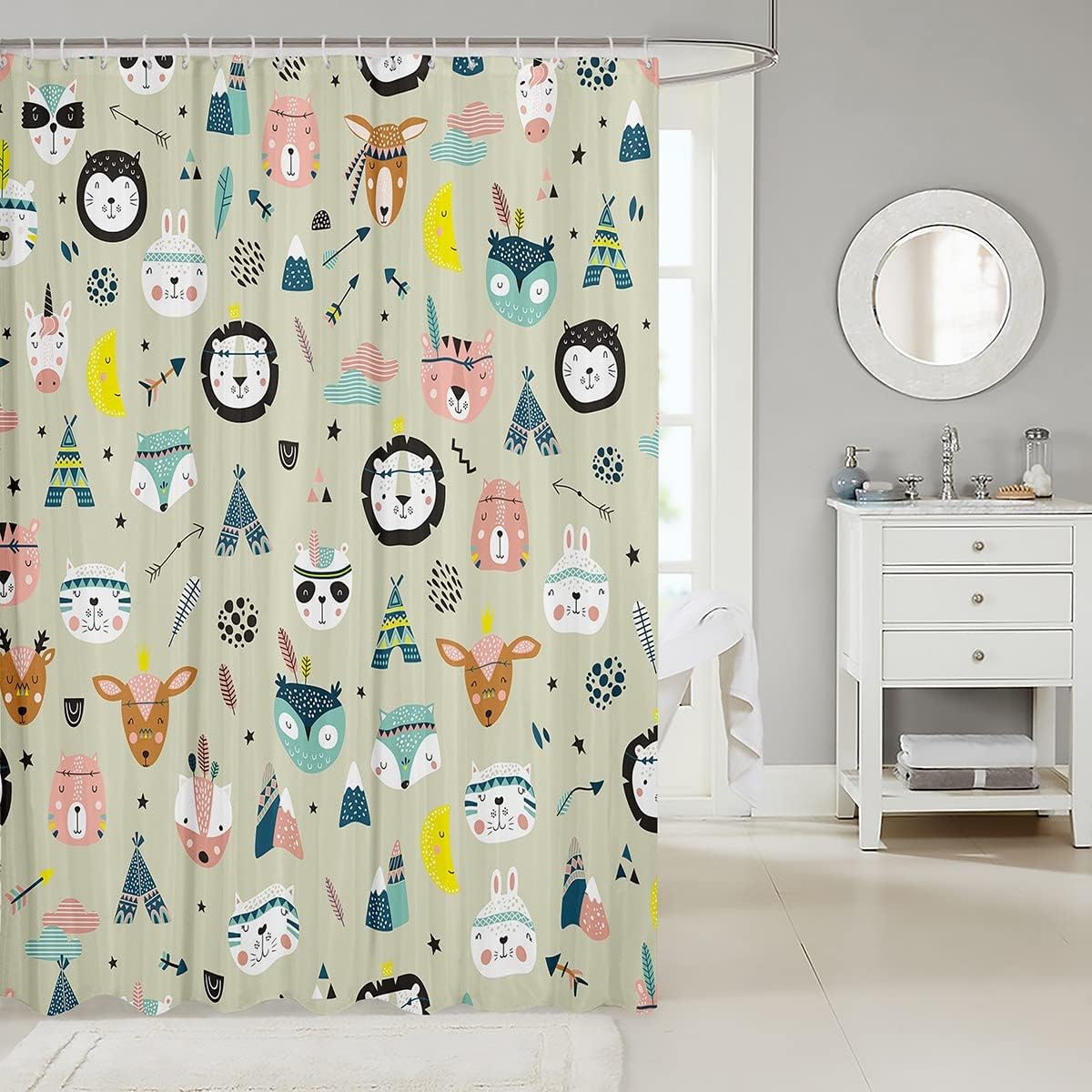 Tribal Animal Bath Curtain For Rustic And Adventurous Bathroom Decor