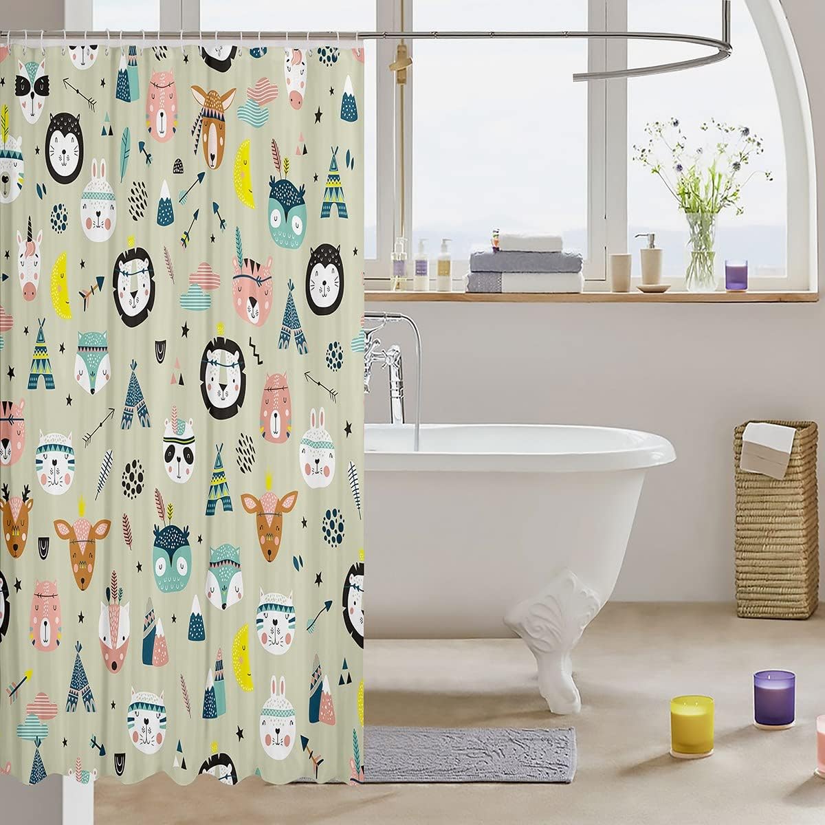 Tribal Animal Bath Curtain For Rustic And Adventurous Bathroom Decor - Image 2