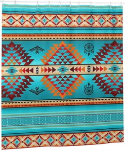 Tribal Aztec Pattern Shower Curtain For Ethnic Bathroom Decor.
