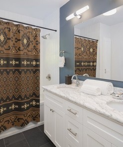 Tribal Brown and Black Shower Curtain - Native American Bathroom Decor
