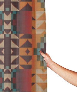 Tribal Mosaic Southwest Shower Curtain, Water-resistant Fabric Bathroom Decor with Native American Ethnic Design