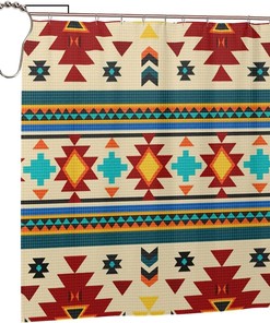 Tribal Native American Indian Pattern Shower Curtain For Ethnic Bathroom Decor.
