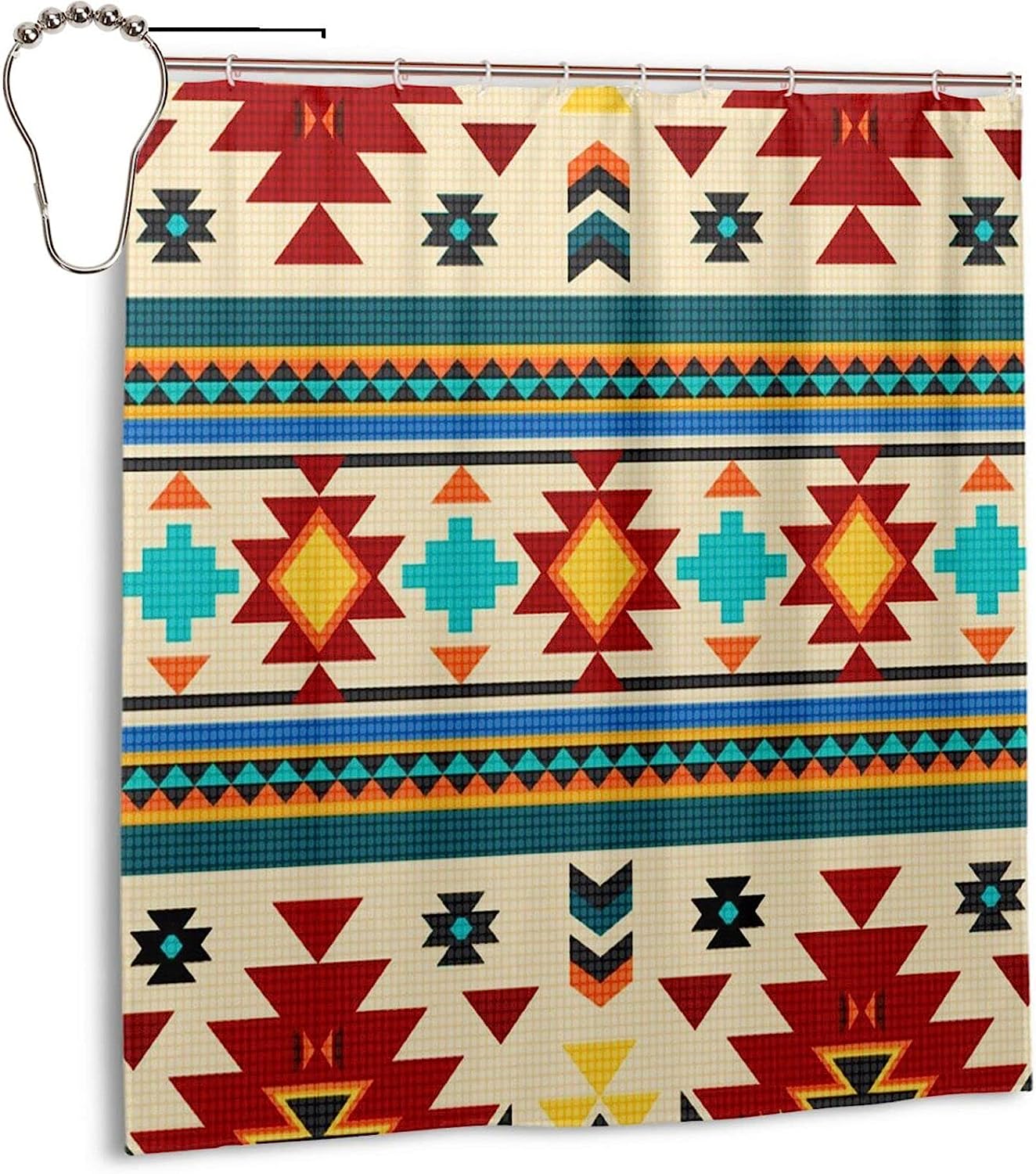 Tribal Native American Indian Pattern Shower Curtain For Ethnic Bathroom Decor.