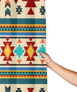 Tribal Native American Indian Pattern Shower Curtain For Ethnic Bathroom Decor.